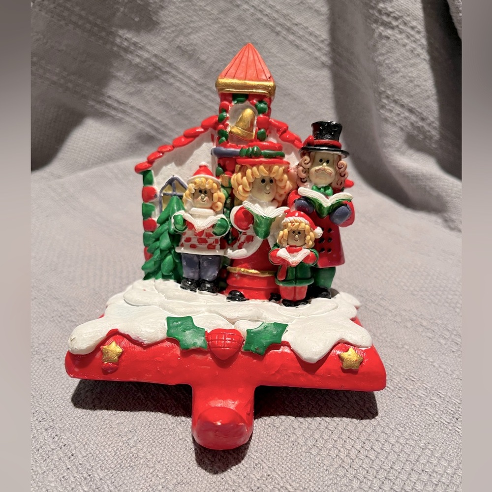 Nostalgic Christmas Polymer Clay Stocking Holder - Carolers